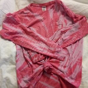 VS Pink tie dye long sleeve campus tee